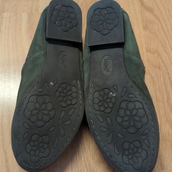 Born Hailey Loafer Womens 9.5M Green Leather Casual Slip On Notched - Picture 7 of 10